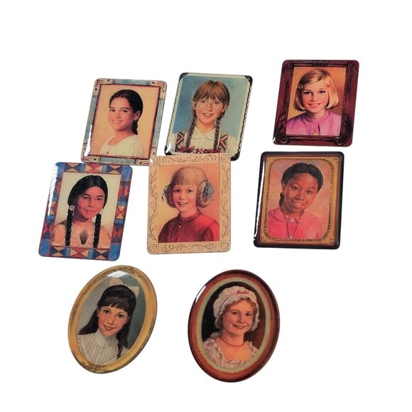 Vintage American Girl Doll Character Pin Set Lot of 8 Historical Portrait Pins - Picture 1 of 15